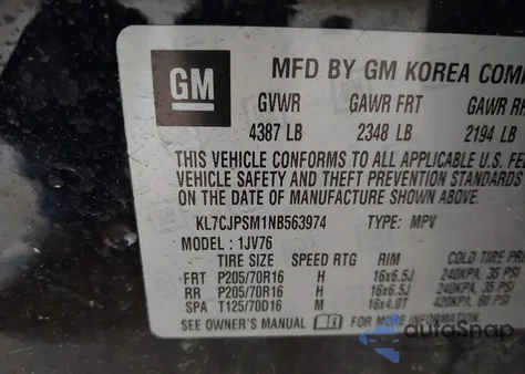 2022 Chevrolet Trax Awd Lt из США, поврежденный, VIN KL7CJPSM1NB563974